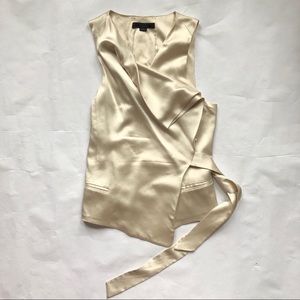 ALEXANDER WANG 100% SILK DRAPED VEST WITH TIES